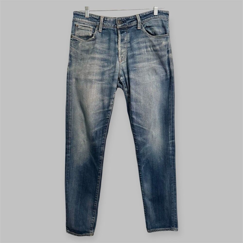 Jack & Jones Jeans Mike Comfort Fit Men’s Size 33x34 Button Fly Distressed Blue